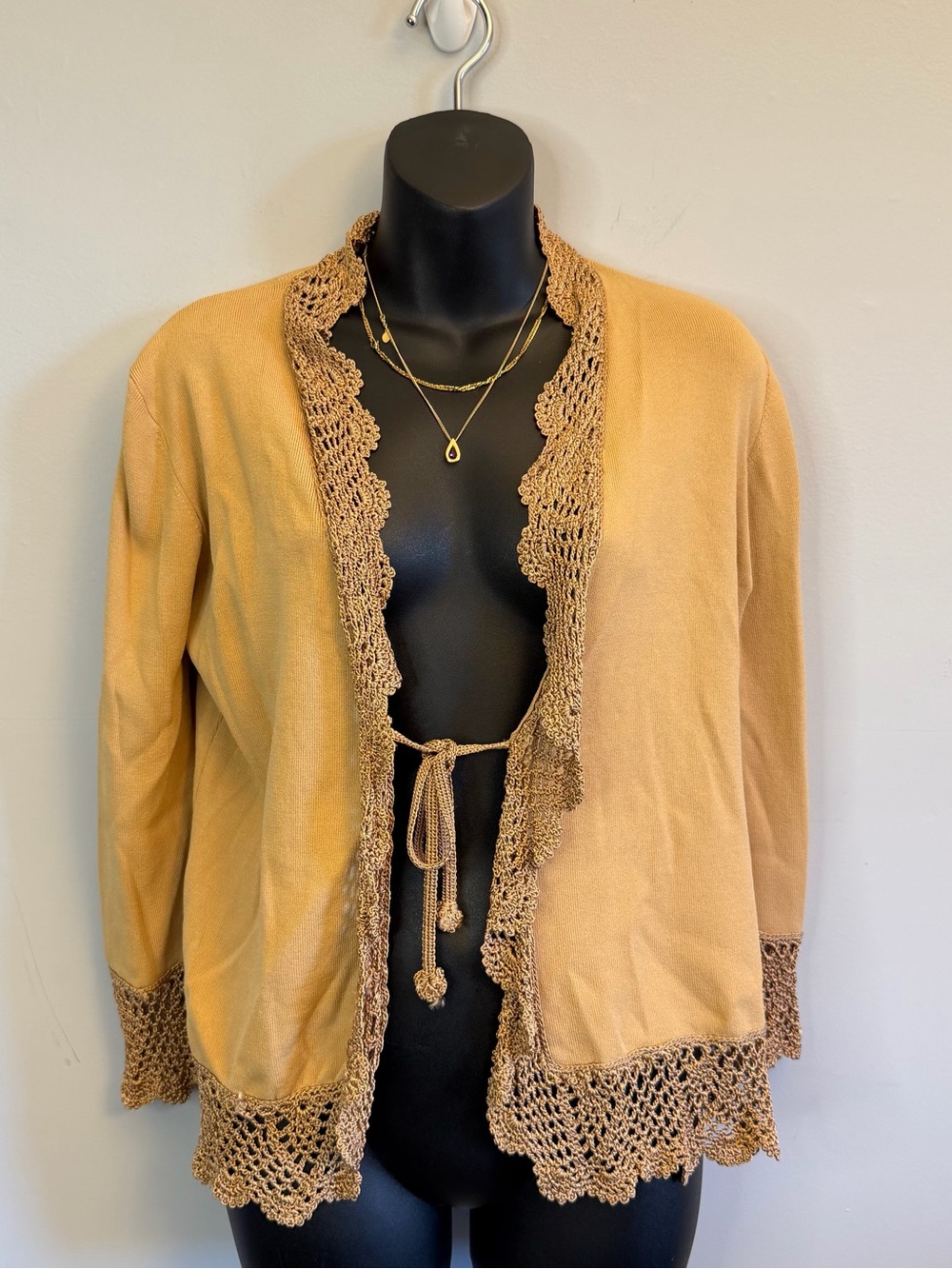 Womens Knit Tie-Front Cardigan Sweater - Camel
